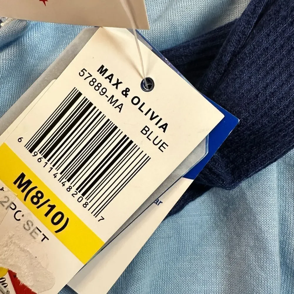 NWT Olivia & Max Girls Blue Pajama Top with Socks “Dream Team” - Size 8/10